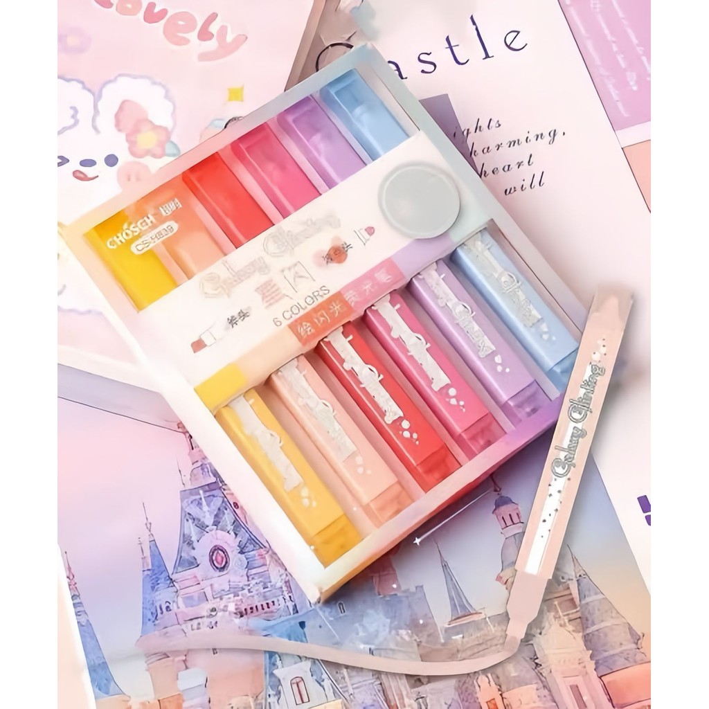

Stabilo/Highlighter ujung 6 warna lucu