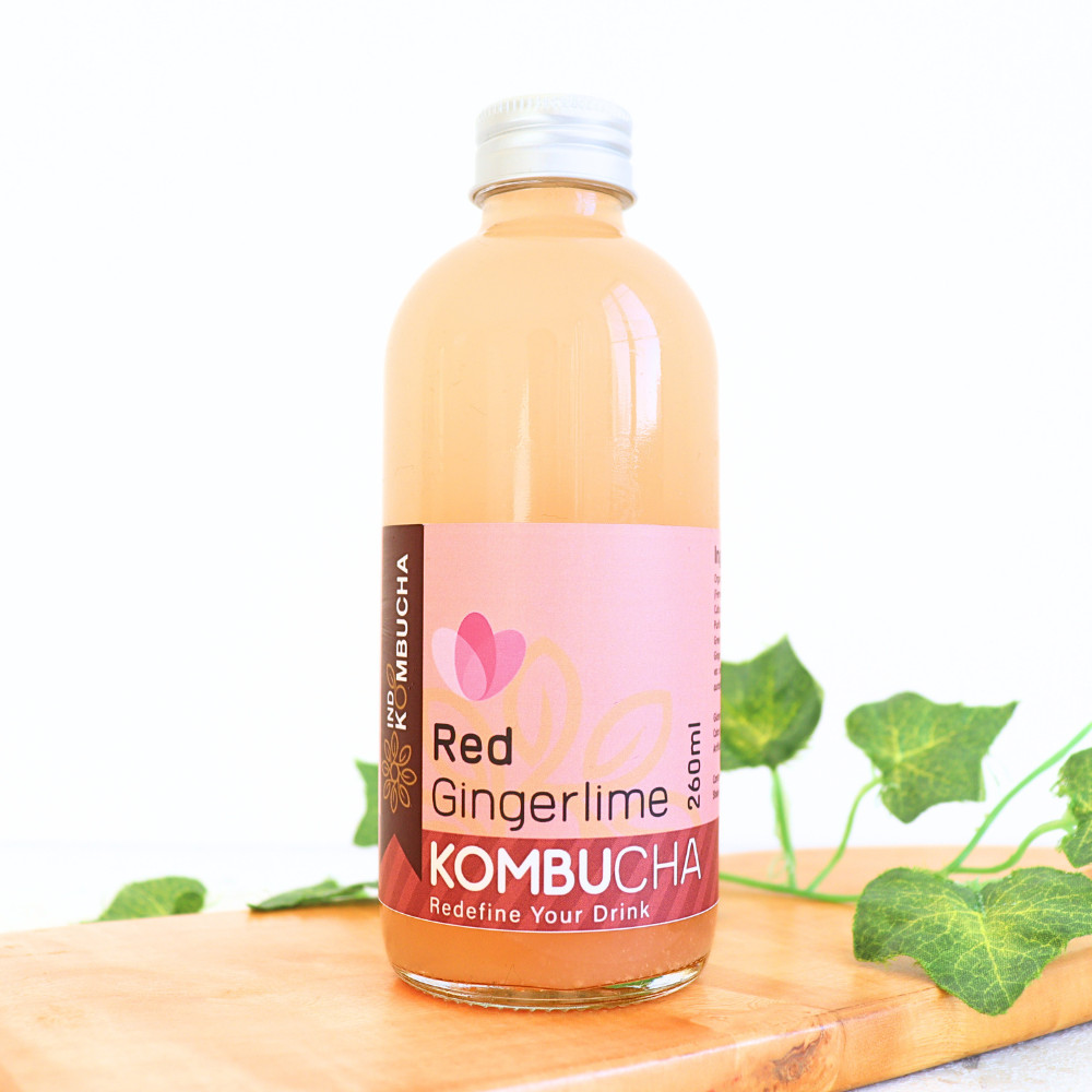 

260ml RED GINGER LIME KOMBUCHA Teh Fermentasi Probiotik Glass Bottle - INDOKOMBUCHA