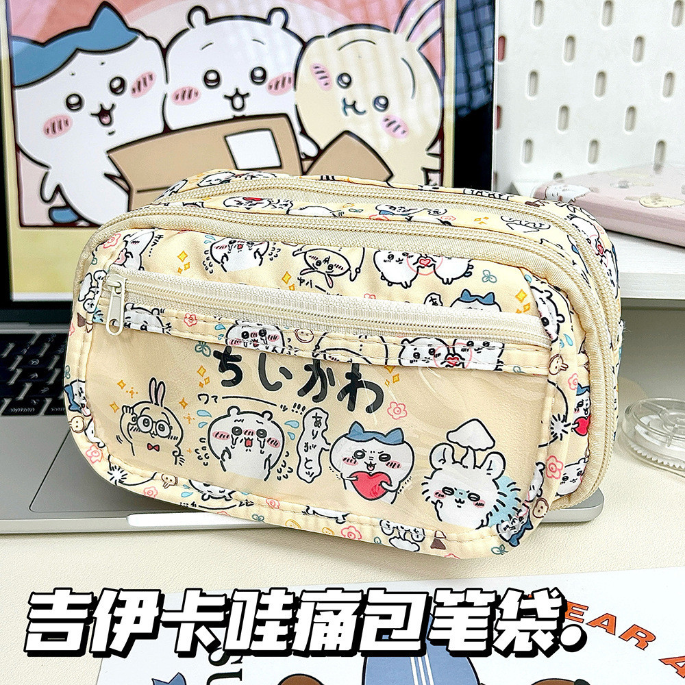 

Kawaii Chiikawa Pencil Bag Cartoon Large Capacity Pencil case Compartment Stationery Storage Bag School Supplies Starter's Gift