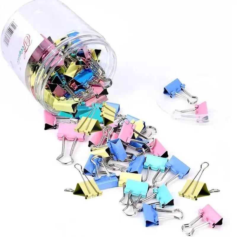 

60pcs Mini Binder Clips Color Binder Clip Small Paper Clip 15mm 5/8 Inch Micro Size Office Clips for Home School Office Business