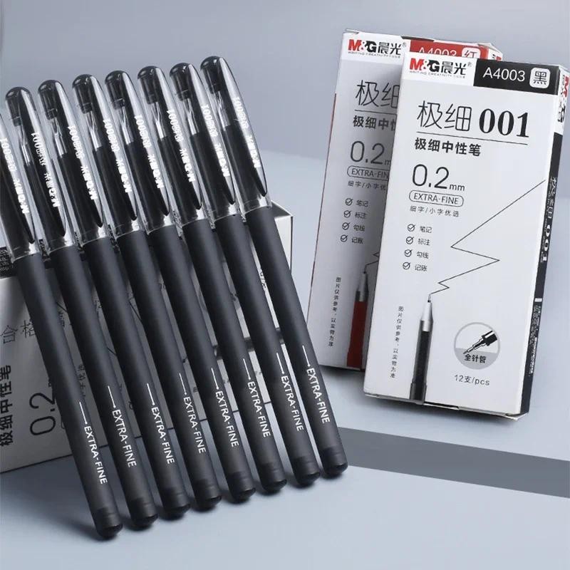 

4 pcs/lot 0.2mm Fine Gel Pens White Black Finance Needle Pens for Writing Office School Supplies 0.2 Thin Line Pen Stationery