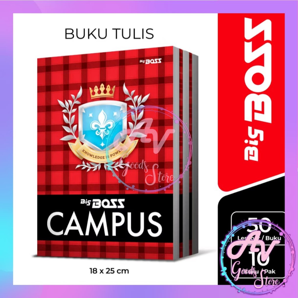 

1Pak Buku Tulis BIGBOSS CAMPUS Boxi 50 Lembar (10Pcs) / Buku Big Boss Campus Merah 50lbr