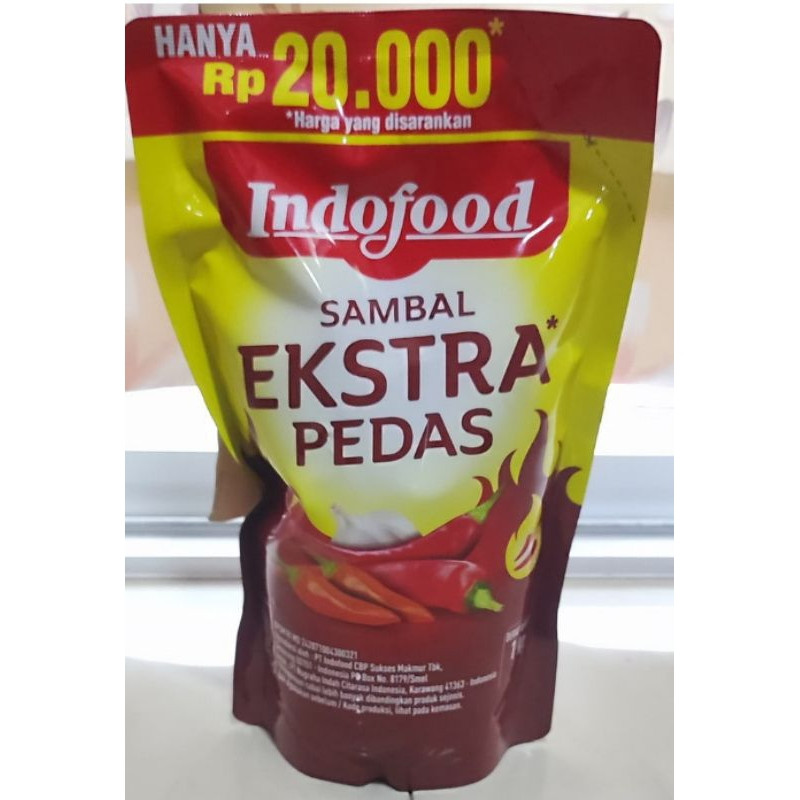 

kimoura shop-undefined-Saos Sambal Extra Pedas Indofood kemasan pouch refil 1kg saos bangkok 1000 ml distributor horeka cafe murah halal expire 1 tahun