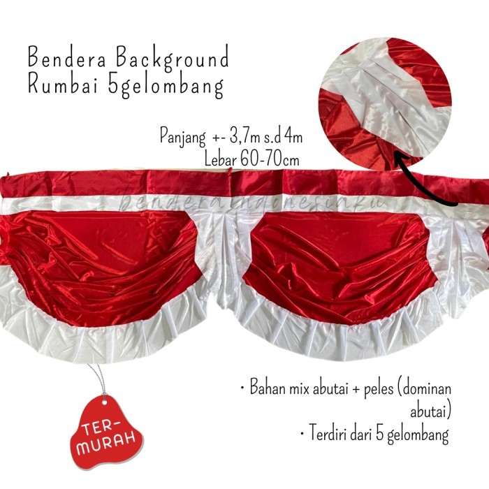 Bendera merah putih begrond / dinding gedung rumbai rempel gelombang - BG - Rumbai