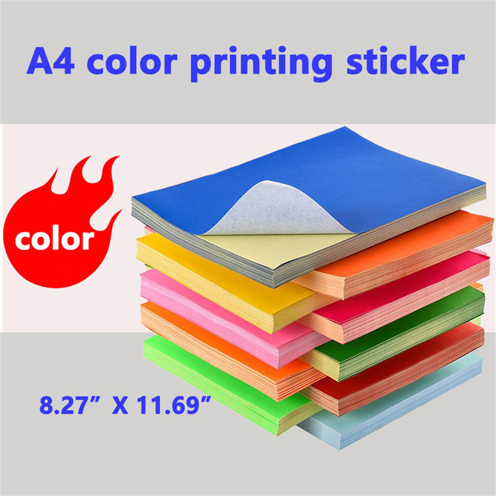 

10 sheets A4 Color Stickers Paper,Laser Inkjet Printer Copier Craft Paper Colorful Self Adhesive Label Matte Surface Paper color