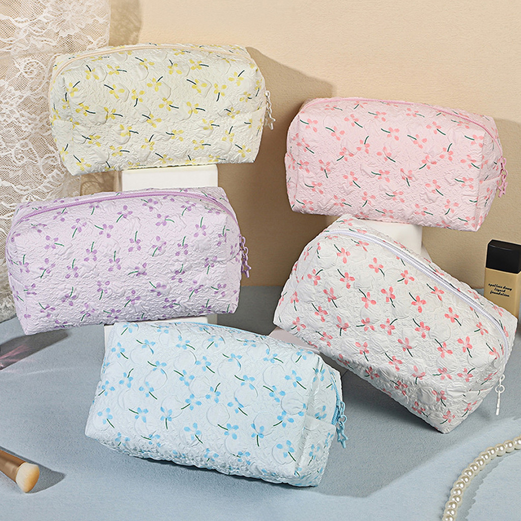 

1 pc macaron color pencil case, fresh floral pattern design pencil case and daily items storage bag, a surprise gift for friends
