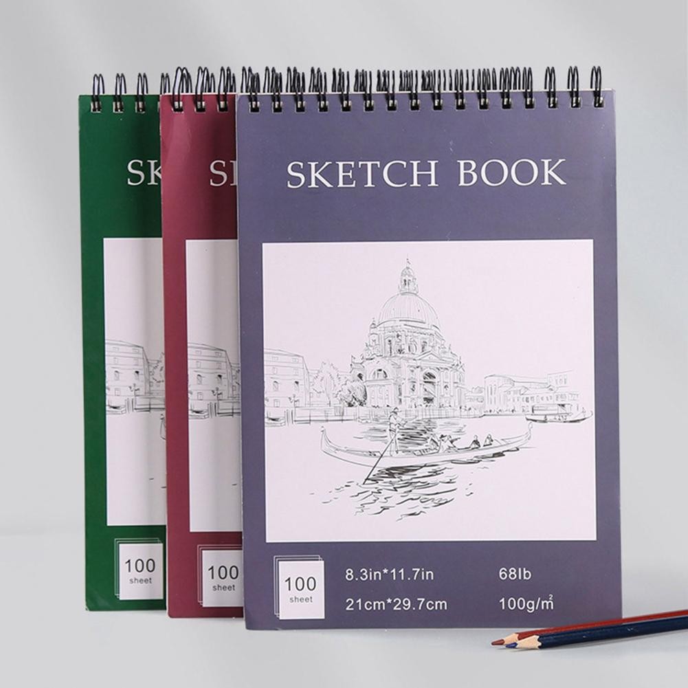 

A4 Hardcover Sketch Book Spiral Wire Bound 100 Sheets Thick Paper Art Student Sketching Drawing Writing Sketchbook Art Supplies