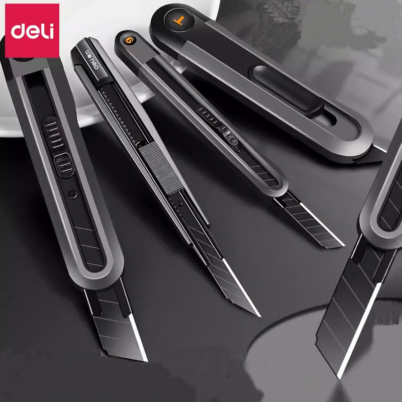 

Deli Utility Knife 9/18mm Box Cutter SK5 Blades Auto Lock for Home School Work Art Supplies Cuting Knife Stationery
