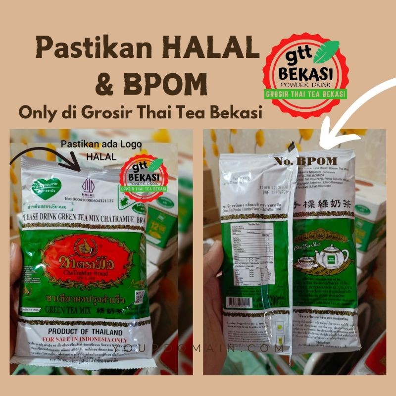

Thai Greentea Teh Thailand 200gr Teh Hijau ChaTraMue / Halal & BPOM Exp 2026