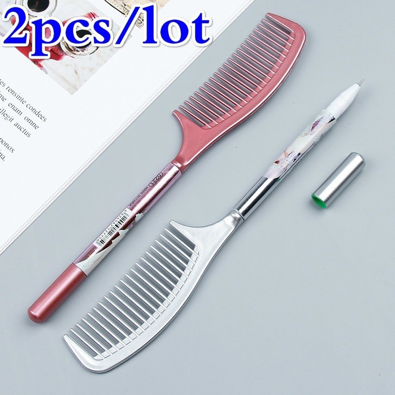 

2pcs Comb Shape Gel Pen Black Ink Pens School Office Writing Supplies Stationery Gift (Color Random)