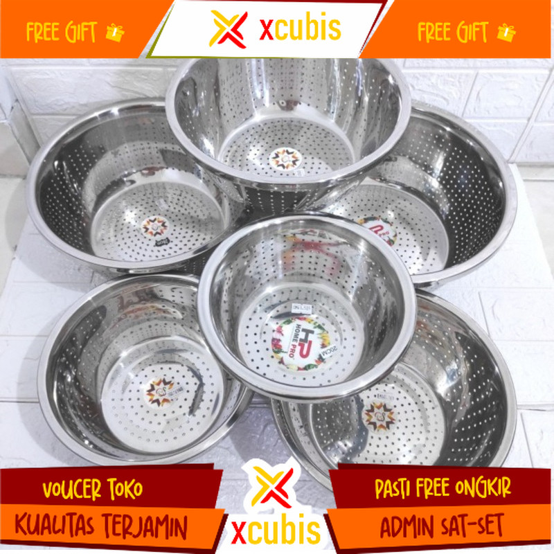 BASKOM LUBANG STAINLESS / Bakul Saringan Stainless Baskom Tirisan Sayur