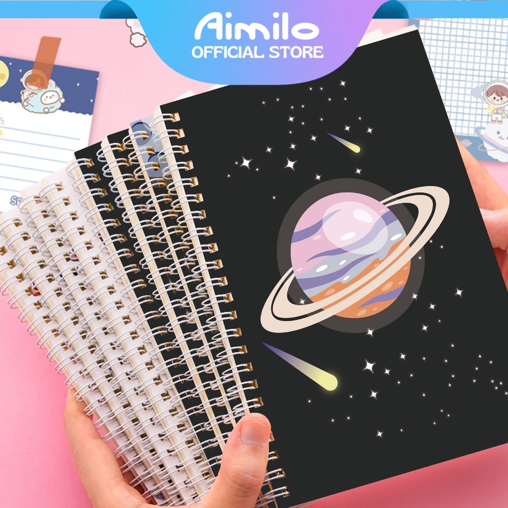 

READY [READY] Aimilo Notebook A5 1 Paket 4 Pcs Buku Diary Aesthetic Buku Jurnal Aesthetic Sekolah 60 Lembar High Quality