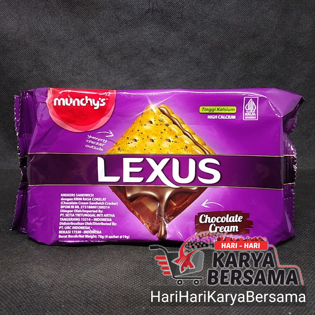 

MAKANAN RINGAN MUNCHY'S LEXUS CHOCOLATE CREAM BISKUIT 76GR