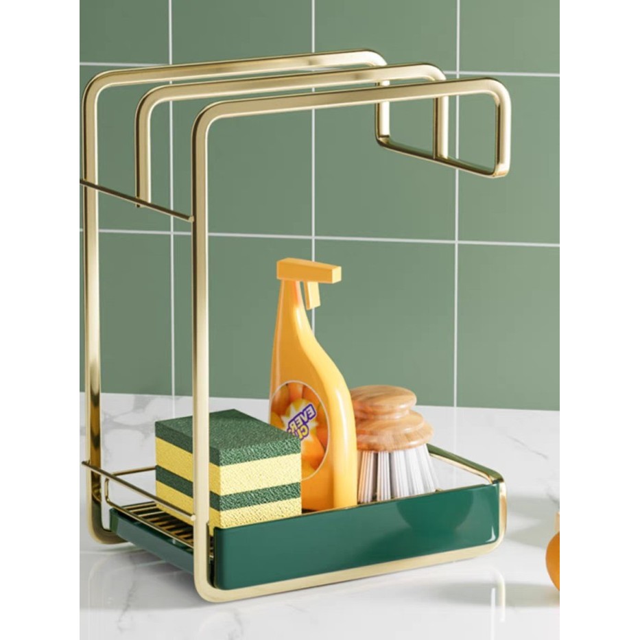 rak sink gantung spons kain lap sabun cuci piring stainless steel - HITAM
