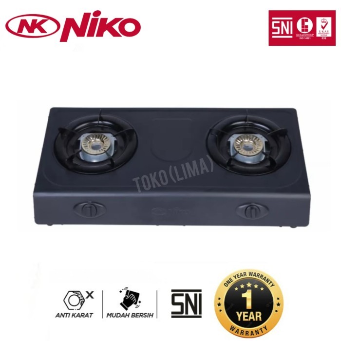 Kompor Gas NK 555 Hitam 2 Tungku Gas Stove Murah SNI Garansi NK555 - KOMPOR NK555, PACKING NORMAL