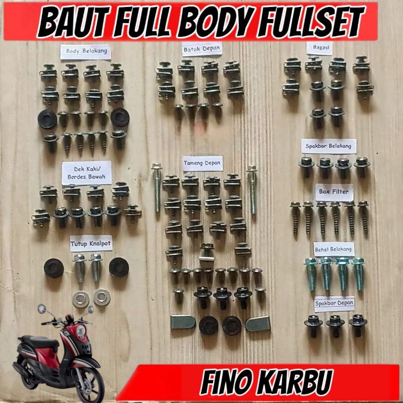 COD Baut Full Set Cover Body Yamaha Fino 115 Karbu / Baut Full Body Fino karbu