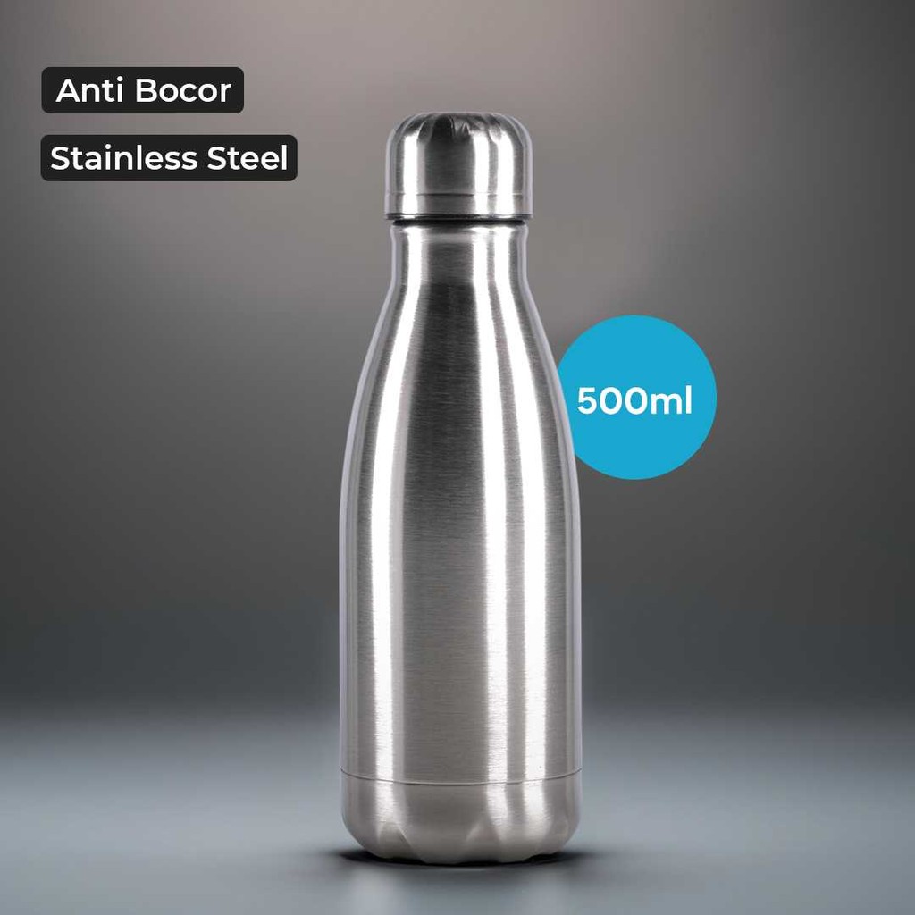 Swell Botol Minum Portable Termos Bowling Polos Silver Anti Bocor Stainless Steel 500ml - HS-6610