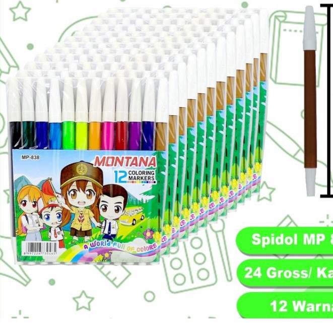 

GM88 Pensil Cat Air Spidol 12 Warna / Color Marker Montana