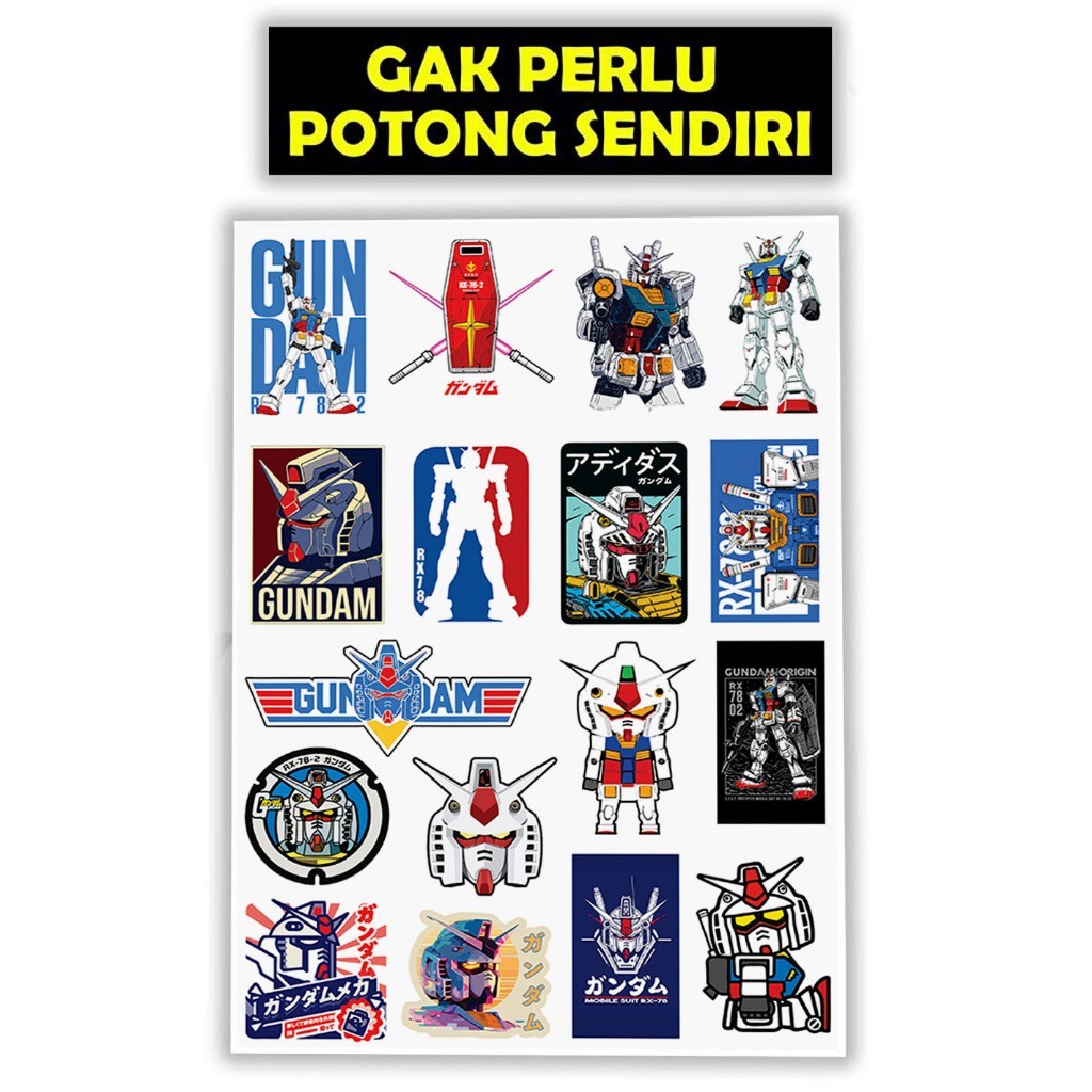 

Stiker Gundam, Vinyl Waterproof Anti Air, Sticker Buku Journal, Koper, Motor, Casing HP, Laptop