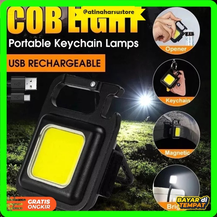 HT-Senter Mini COB LED Recharge Carabiner Keychain Led Magnetic COB