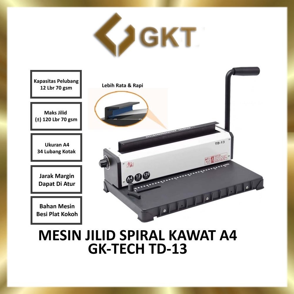 

Mesin Jilid Spiral Kawat A4 GKT TD-13 , Mesin Jilid Spiral Plastik RS-13 A , RS-13 B (BAHAN MESIN LOGAM BESI)