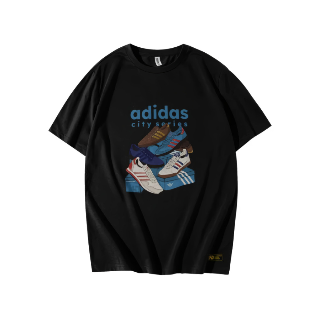 Tshirt - Kaos Casual Adidas City Series Hitam Putih Unisex | Cotton Combed24s