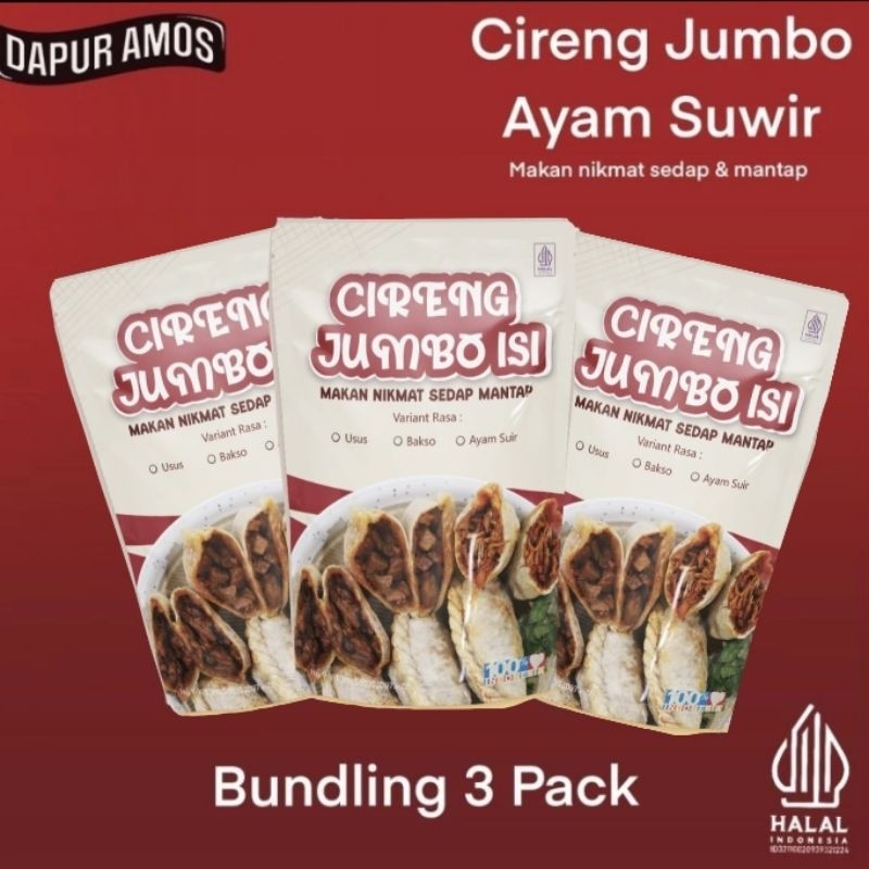 [PAKET BUNDLING] 3 PCS CIRENG JUMBO ISI AYAM SUIR - DapurAmos