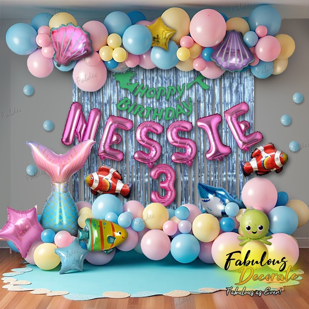 Fabulous Decorate Set Dekorasi tema Mermaid / Dekorasi Putri Duyung / Dekorasi Ultah tema Laut