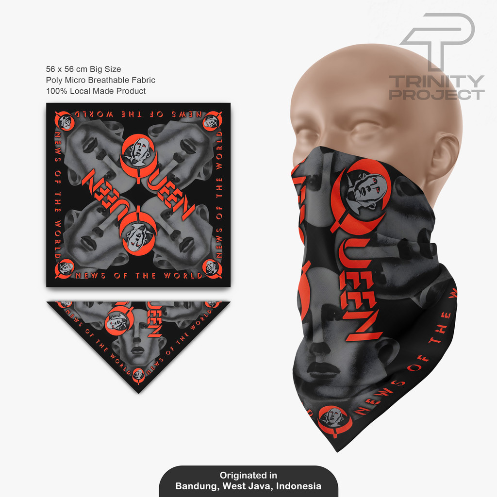 Queen - Bandana /Paisley Masker Scarf /Band Death Metal /Bandana Slayer Unisex /Skena Aksesoris Outf