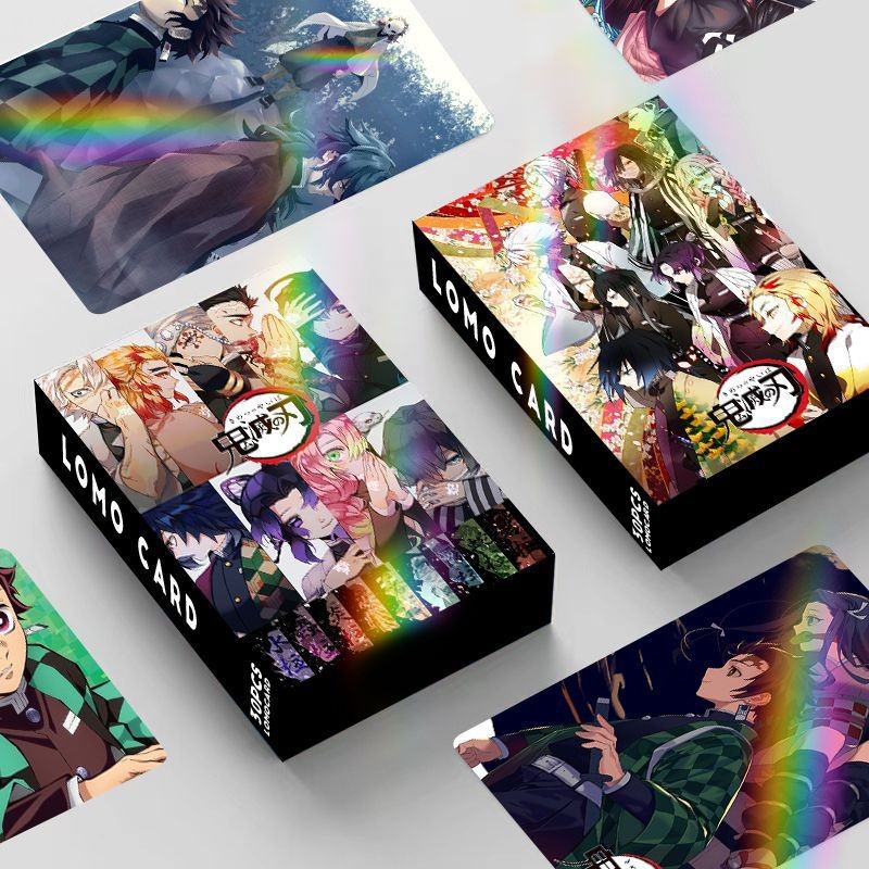 

30/60/92/124Pcs Demon Slayer Cards Japanese Anime Lomo Card Sticker with Postcards Message Gift for Fan Game Collection Toy