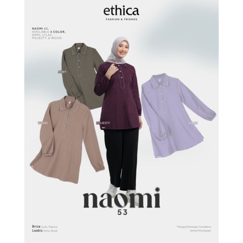 Ethica Tunik Polos Terbaru Naomi 53 | Tunik Polos Army | Tunik Kuliah Wood| Tunik Lilac Kekinian | T