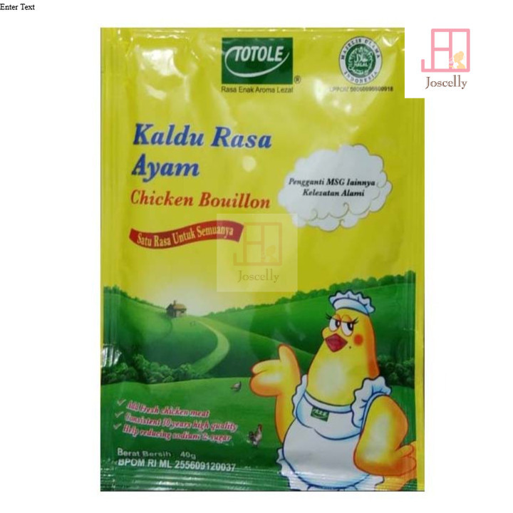 

JOSCELLY.ID TOTOLE Kaldu Rasa Ayam / Chicken Bouillon Penyedap Rasa 40 gr | 100 gr