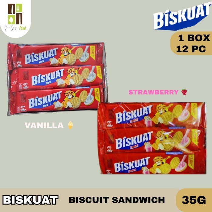 

Biskuat Lup 35g - 1BOX/12PCS Biscuit / Sandwich / Biskuit / Snack / Cemilan / Vanila / Strawberry