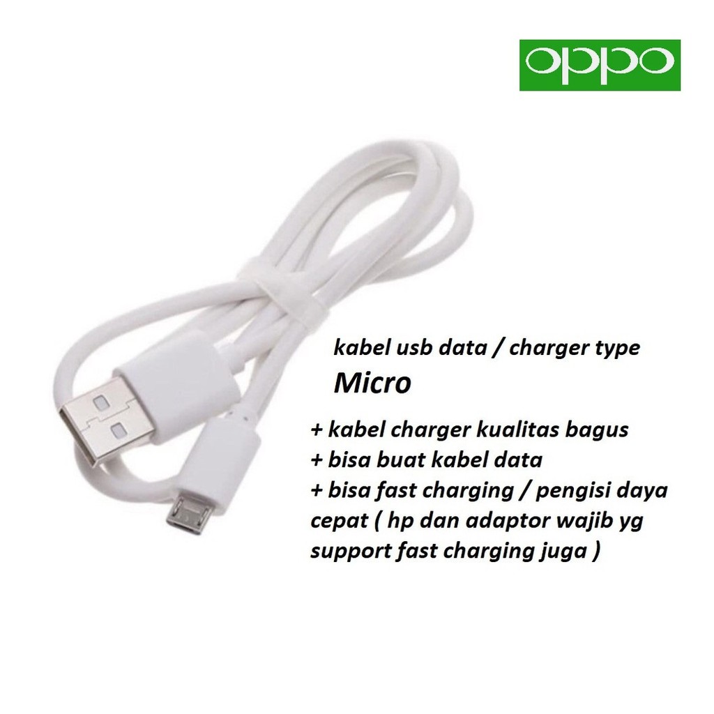 (putih) usb micro kabel charger oppo R15 (CPH1835) - R15X (PBCM10) - R15 pro (CPH1831)