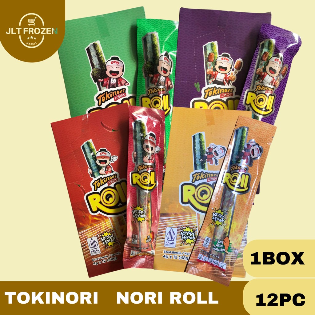 

TOKINORI Nori Roll Crispy Per Box - Rasa Original, Balado, Sapi Panggang , Ayam Bawang / Cemilan Snack Rumput Laut Kering (isi 12 pcs)