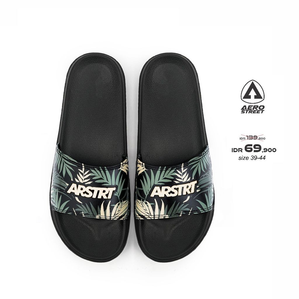 [BIG PROMO]  Aerostreet 39-44 Alvaro Hitam Hijau - Sandal Selop Pria Wanita 22AAA0