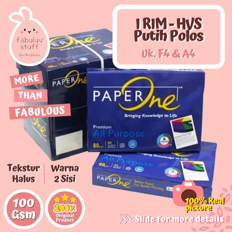 

Kertas HVS 1 Rim ( 500 Lembar ) 100 gsm F4 A4