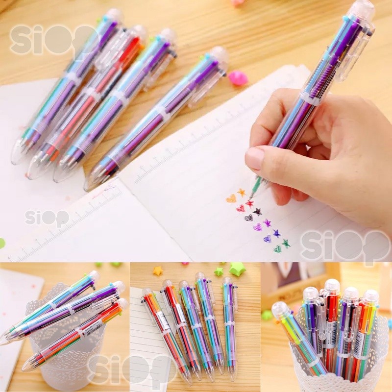 

Pulpen 6 Warna Tinta Minyak Kantor Sekolah 0.5mm Transparan