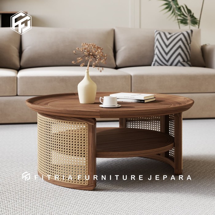 Coffe Table Rattan / Coffe Table Rotan / Coffe Table Bulat Rotan