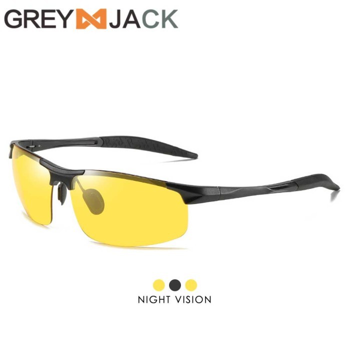Grey Jack Kacamata Sunglasses Pria Sport Night Vision Bahan Aluminium Magnesium 8177 - NIGHT VISION