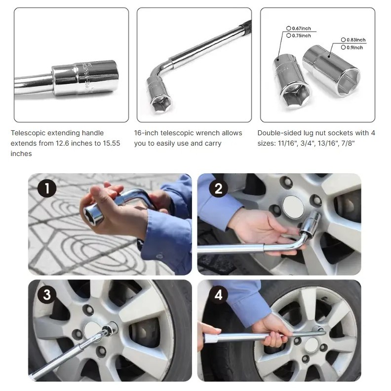 Kunci Roda Tarik Portable Teloskopik Gagang Teleskopik HIROKI handle Stel Panjang Pendek Telescopic 