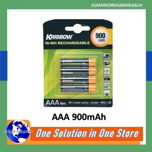 Krisbow Set Baterai Rechargeable Size Aaa 900 Mah+Fast Charger 8 slot