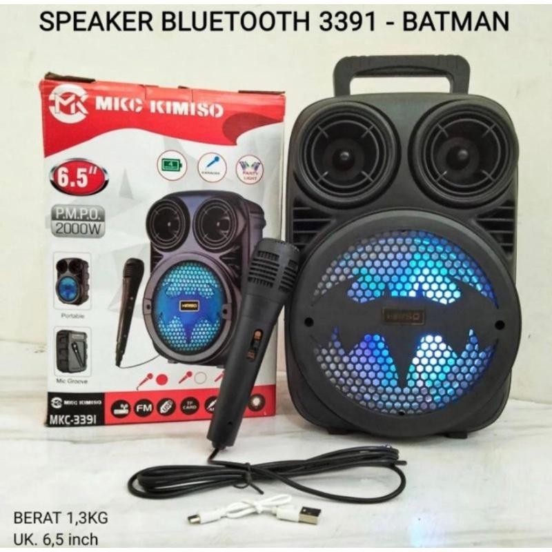 NOIR Speaker Bluetooth 3391 Seriess MKC Kimiso Free Mic Karaoke Motif Batman