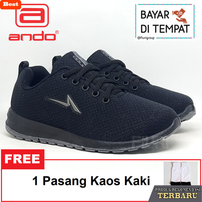 sepatu olahraga wanita ANDO NITTA 37-40 FULL HITAM SEPATU OLAHRAGA SPORT RUNNING WANITA - Full Hitam