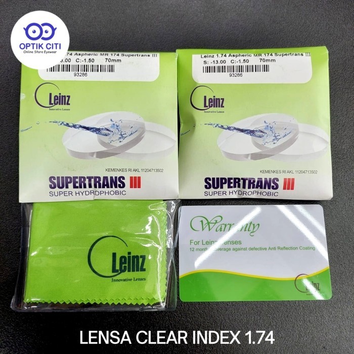 Lensa Kacamata Minus Tinggi Leinz Super Tipis High Index 1.74 Original