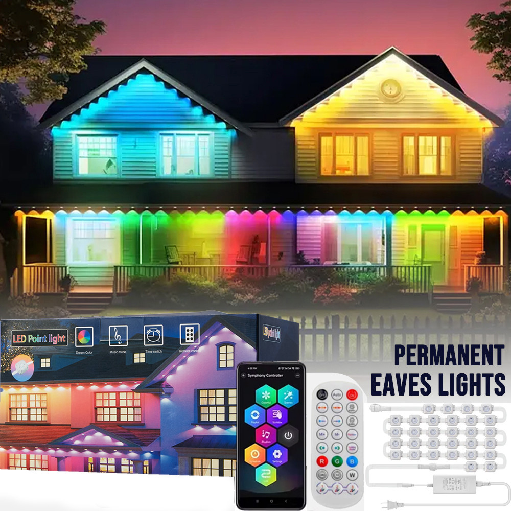 Permanent Eaves LED Smart Outdoor RGBIC WIFI LED Light for House with Remote Full House Eaves Light 