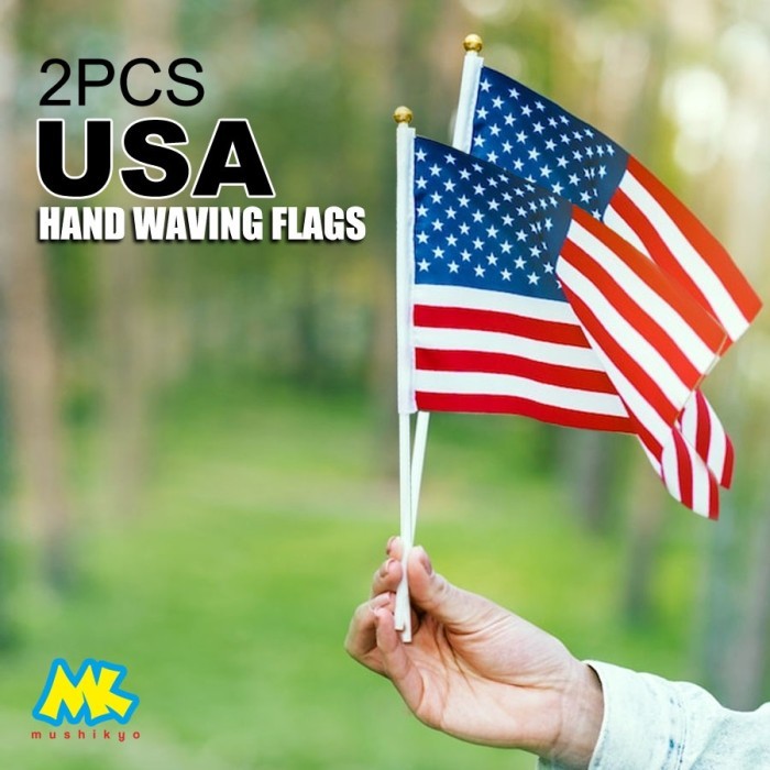 RB001 2pcs bendera tangan USA Hand Flag / bendera Amerika