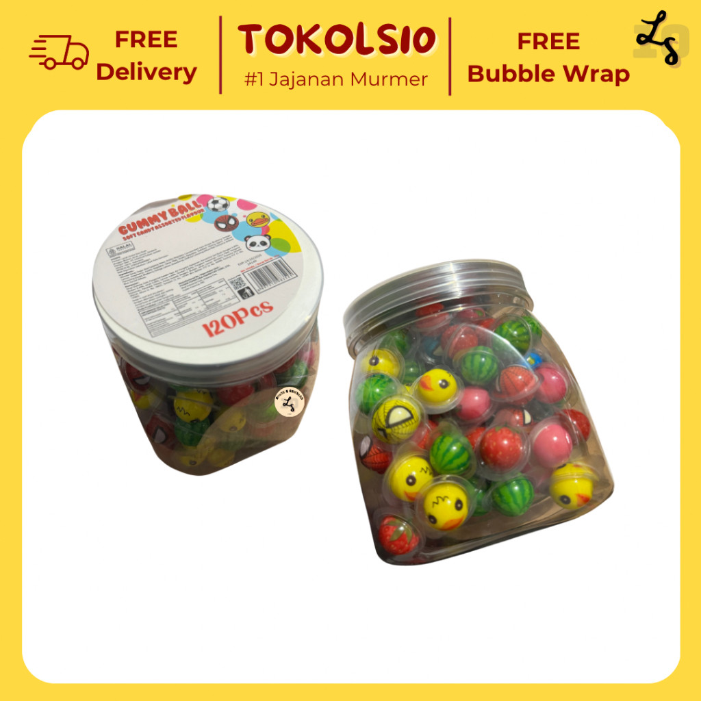 

Permen Lunak Gummy Ball Soft Candy 1 Toples isi 120 pcs Ecer 500