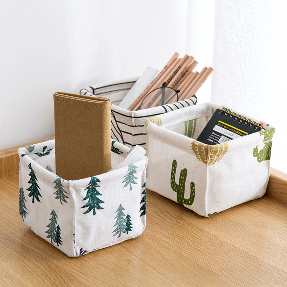 

DIY Desktop Storage Basket Foldable Sundries Bin Underwear Toy Storage Box Cosmetic Book Organizer Stationery Bag Container 1pc