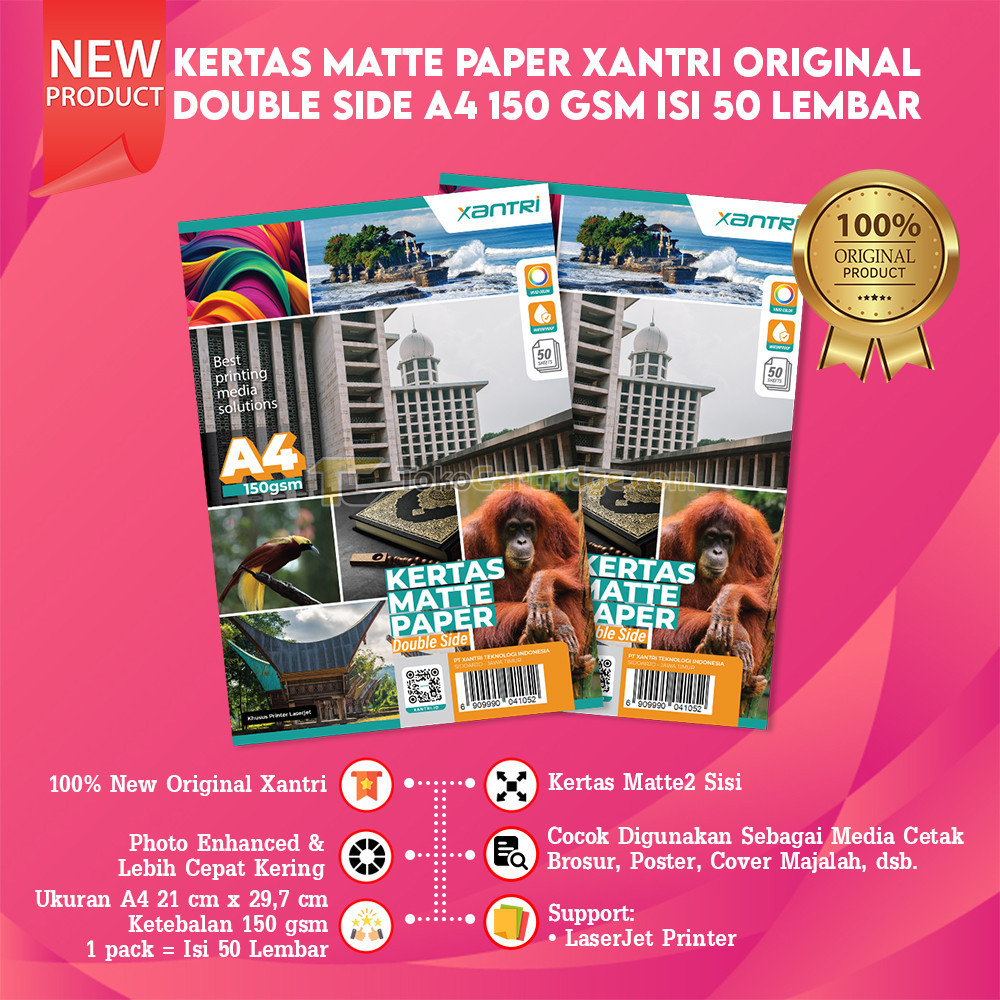 Matte Paper Double Side A4 50 sheet 150gsm, Kertas Matte Paper A4 150 gsm Paper
